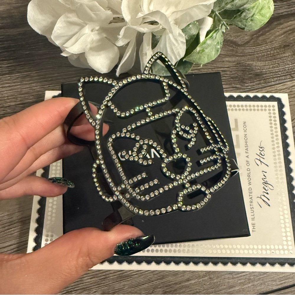 Chanel Cat Crystal CC Cuff Bangle Bracelet - Picture 2 of 9